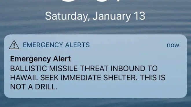 The Hawaii missile alert, which ended up being a false alarm
