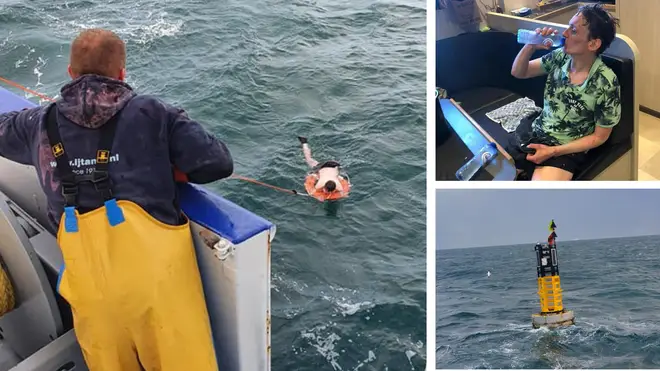 The British man was founding clinging to a buoy in the English Channel