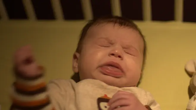 A baby sneezing