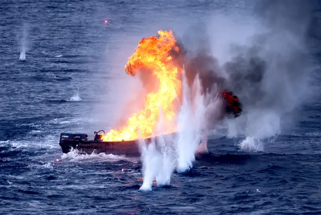 The vessel being targeted during gunnery exercises