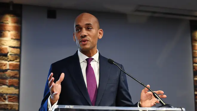 Chuka Umunna speaking at the announcement of "The Independent Group"
