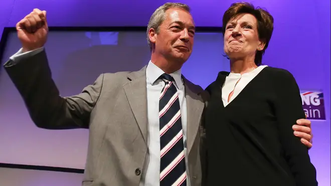 Nigel Farage and Diane James celebrating her election as leader of Ukip