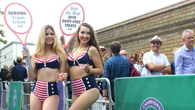 PETA activists serve cream at Wimbledon