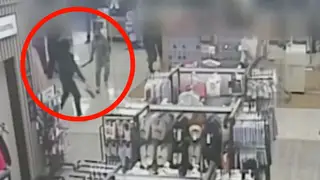The chilling machete attack was caught on CCTV