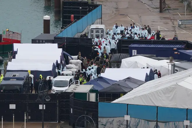 A group of people thought to be migrants at the processing centre in Dover following the incident