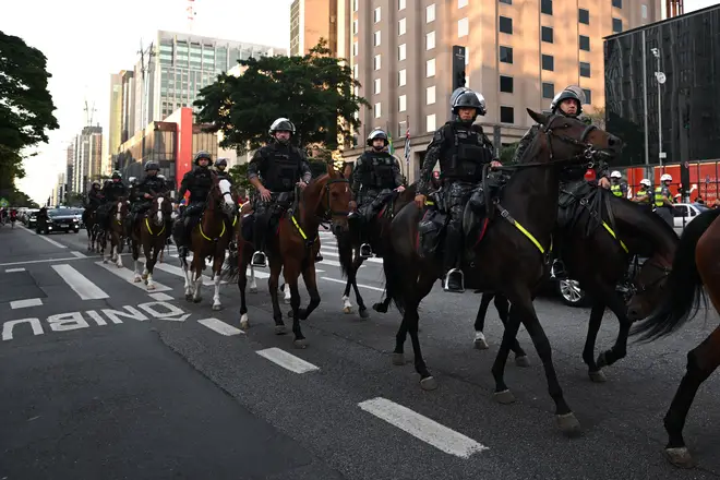 Military police patrolling in Sao Paulo