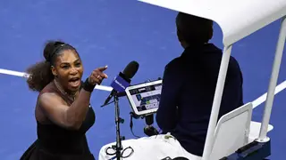 Serena Williams shouts abuse at the umpire in the US Open final