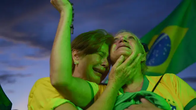 Devastated Jair Bolsonaro supporters hearing the results.