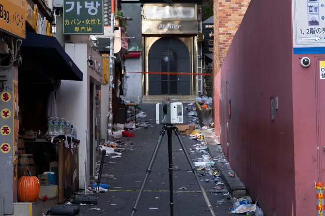 The alleyway where most of the victims of the crush lost their lives