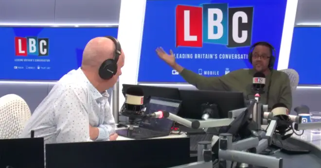 Iain Dale and Dr Kehinde Andrews in the LBC studio