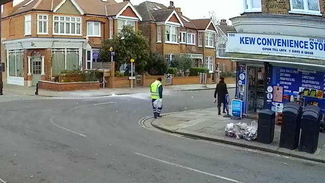 The dramatic moment was caught on CCTV
