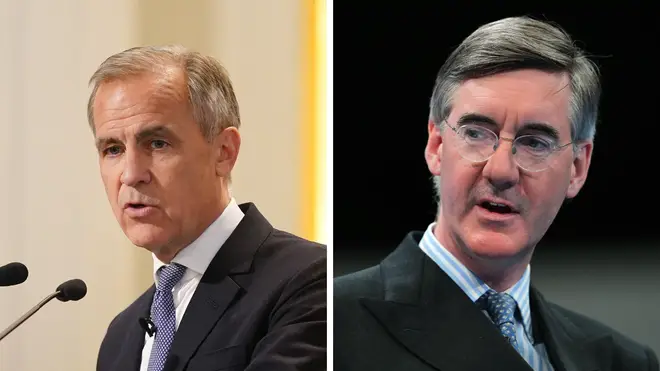 Jacob Rees-Mogg (R) has criticised Mark Carney (L)