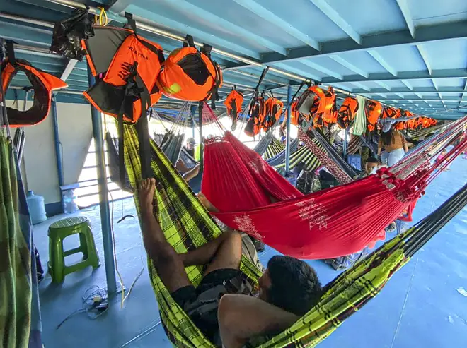 Tourists resting in the boat