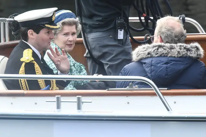 Imelda Staunton and other cast members filming the new season