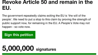 The Revoke Article 50 petition reaches 5 million signatures