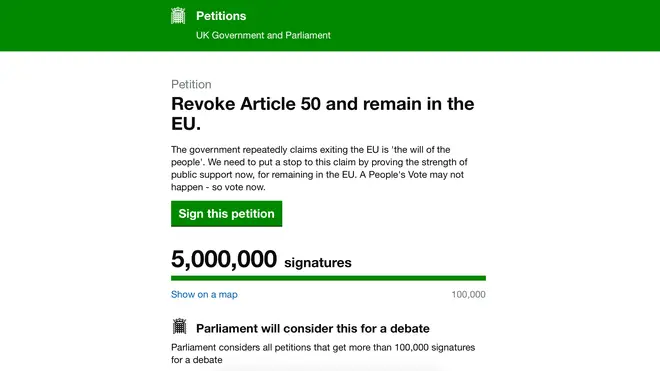 Revoke Article 50 petition reaches its 5 millionth signature
