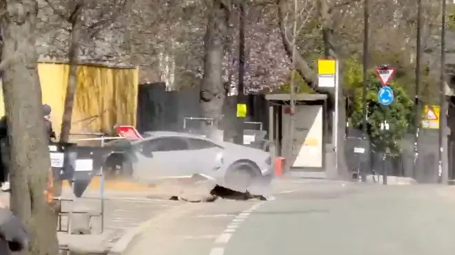 The moment a show-off driver wrecked his £250,000 Lamborghini