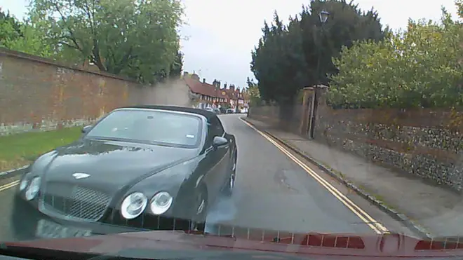 The moment Plum's Bentley crashed at 85mph