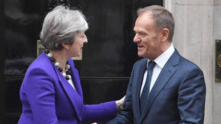 Theresa May and Donald Tusk at a previous meeting