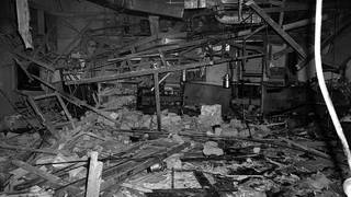 Rubble in the Mulberry Bush pub following the 1974 bombing