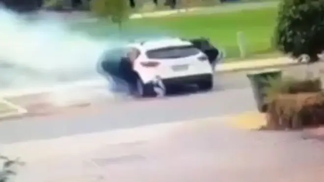 Brave Mum Pulls Two Kids From From Car Seconds Before It Explodes