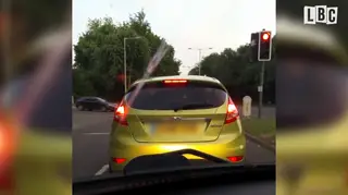 Dashcam footage appears to show the driver watching the Champions League Final on his phone