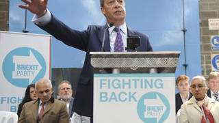 Nigel Farage addresses the crowd at the launch of the new Brexit Party