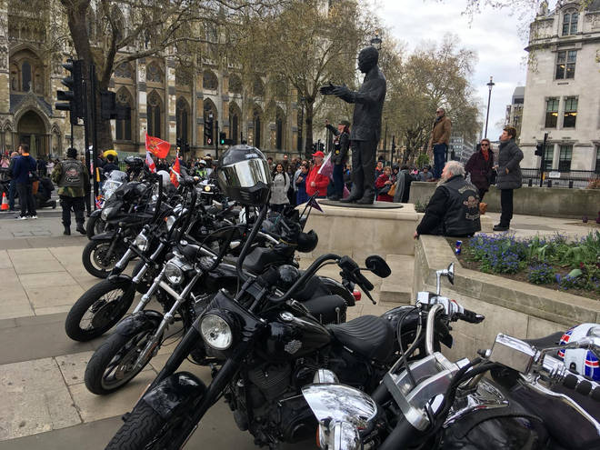 Bikers assemble in Parliament Square