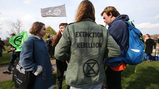A crowd of protesters gathers in Hyde Park, London where Extinction Rebellion environmental activists are preparing to conduct multiple demonstrations in the coming days.