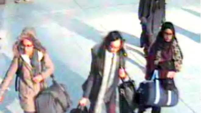 Shamima Begum, right, was one of three girls to travel to Syria to join the Islamic State