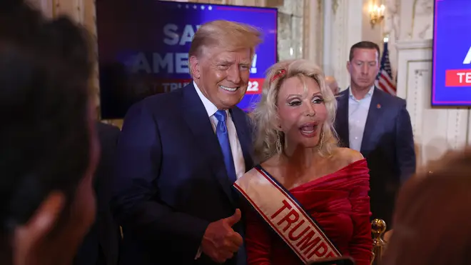 Donald Trump mingles with supporters during an election night event at Mar-a-Lago