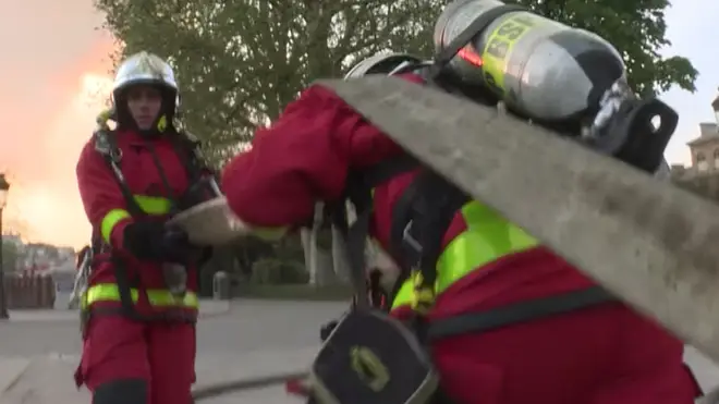 The Paris Fire Brigade have released footage showing the scale of the blaze