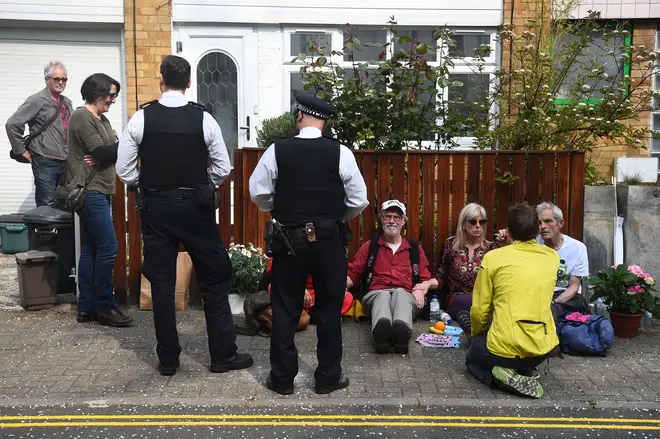Protesters outside the Labour leader's home