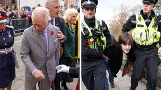 A man has been detained after Charles and Camilla were egged in York