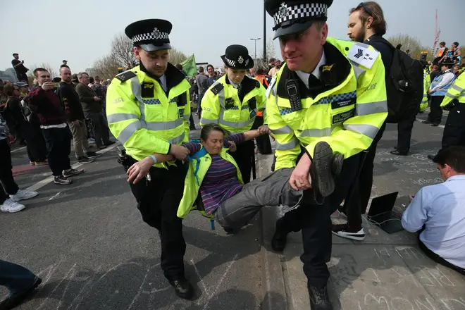 More than 200 protesters have been arrested on Waterloo Bridge alone