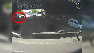 Cyclist gets knocked off bike by motorist