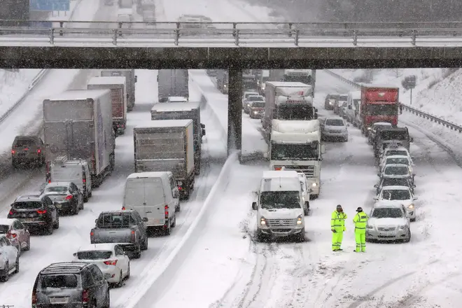 Heavy snow has sparked travel chaos across Britain