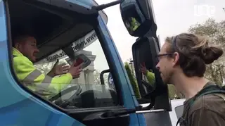 Lorry driver rants at Extinction Rebellion protester over central London gridlock