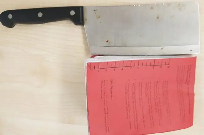 Meat cleaver taken from a school pupil.