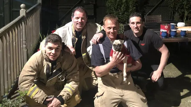 Firefighters posed with Kiki after the rescue.
