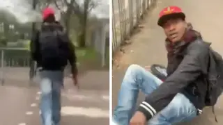 A have-a-go hero filmed the moment he chased down the suspect