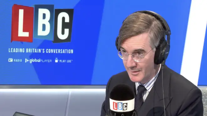 Conservative MP Jacob Rees-Mogg in the LBC studio