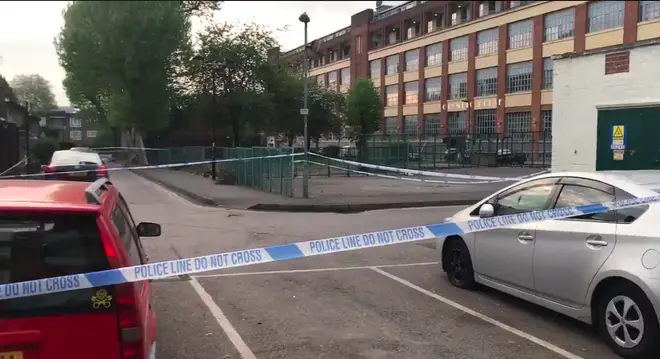 A large cordon is in place on the Somerford Grove Estate following a fatal stabbing.