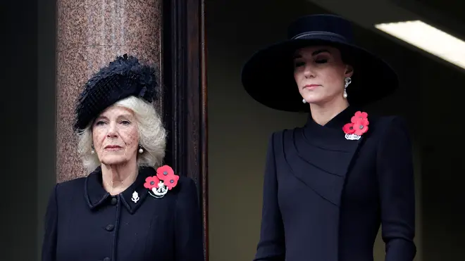 Queen Consort Camilla looked on with Kate