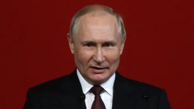 Vladimir Putin is pictured at a Kremlin ceremony last week