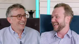 Steve Coogan and James O'Brien share a laugh during Full Disclosure