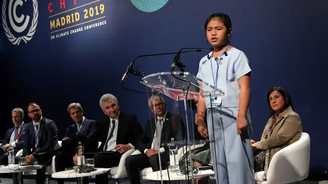 Licypriya Kangujam speaks during Cop25 in 2019