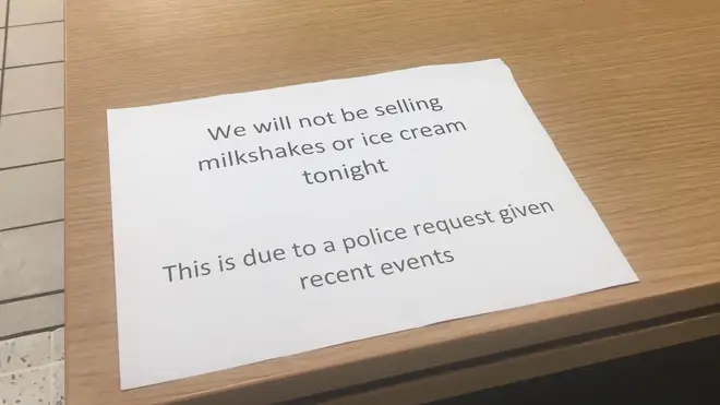 Police told a branch of McDonalds to stop selling ice cream and milkshakes ahead of a Nigel Farage rally