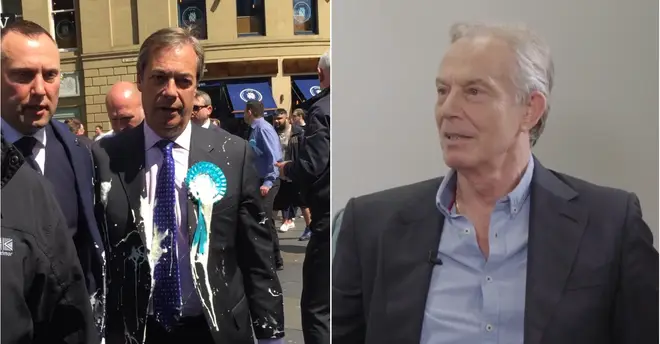 Tony Blair responded to Nigel Farage having milkshake thrown at him