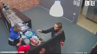 The incident was caught on the store's CCTV.